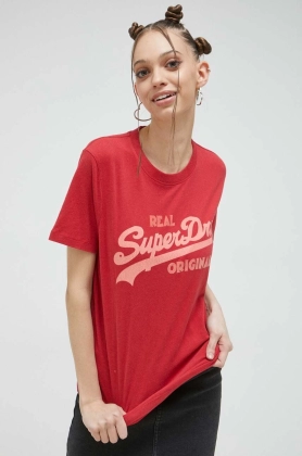 Superdry tricou din bumbac culoarea rosu