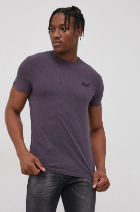 Superdry Tricou din bumbac culoarea violet, material neted