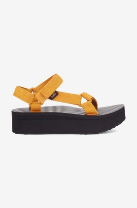 Teva sandale Flatform Universal Vegan femei, culoarea galben, cu platforma