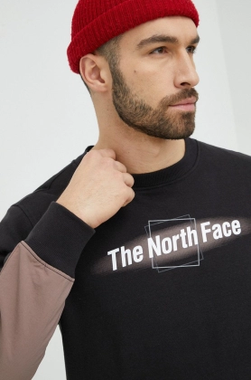 The North Face bluza barbati, culoarea negru, cu imprimeu