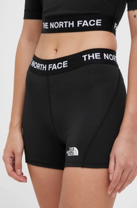 The North Face pantaloni scurti de antrenament culoarea negru, cu imprimeu, medium waist