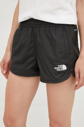 The North Face pantaloni scurti femei, culoarea negru, neted, high waist