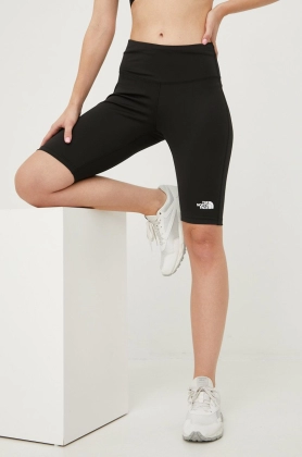 The North Face pantaloni scurti sport Flex femei, culoarea negru, neted, medium waist