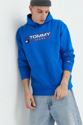 Tommy Jeans bluza barbati, cu gluga, cu imprimeu