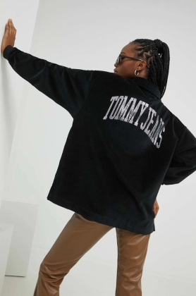 Tommy Jeans bluza femei, culoarea negru, neted
