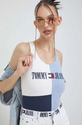 Tommy Jeans body femei, culoarea alb
