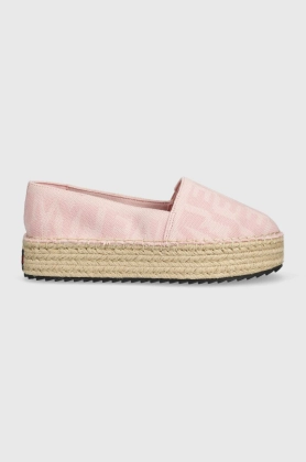 Tommy Jeans espadrile LOGOMANIA ESPADRILLE culoarea roz, cu platforma, EN0EN02079