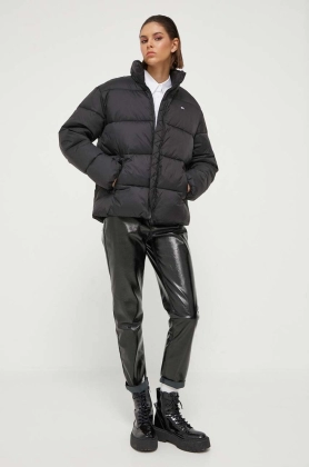 Tommy Jeans geaca femei, culoarea negru, de iarna