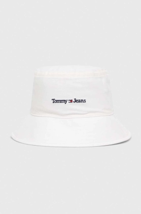 Tommy Jeans palarie din bumbac culoarea alb, bumbac