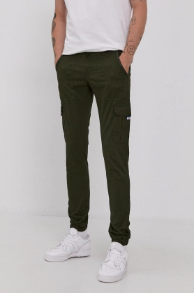 Tommy Jeans Pantaloni barbati, culoarea verde, mulat