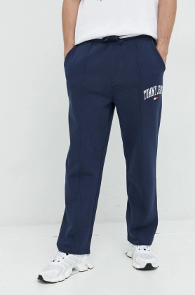 Tommy Jeans pantaloni de trening din bumbac barbati, culoarea albastru marin