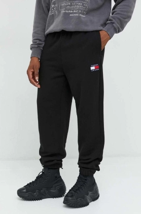 Tommy Jeans pantaloni de trening din bumbac barbati, culoarea gri, melanj