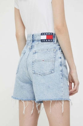 Tommy Jeans pantaloni scurti jeans femei, neted, high waist