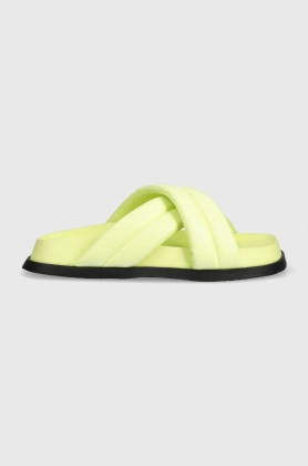 Tommy Jeans papuci FANCY PADDED SANDAL femei, culoarea verde, EN0EN02175