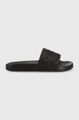 Tommy Jeans papuci TJW WOVEN POOL SLIDE femei, culoarea negru, EN0EN02223