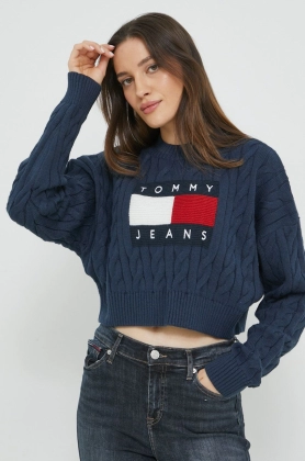 Tommy Jeans pulover femei, culoarea albastru marin,