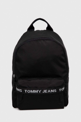 Tommy Jeans rucsac femei, culoarea negru, mare, cu imprimeu