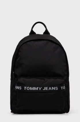 Tommy Jeans rucsac femei, culoarea negru, mic, cu imprimeu