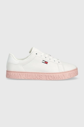 Tommy Jeans sneakers din piele COOL SNEAKER SEASON culoarea roz