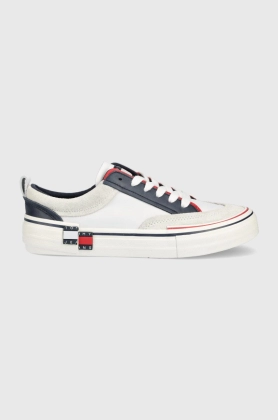 Tommy Jeans sneakers din piele culoarea alb