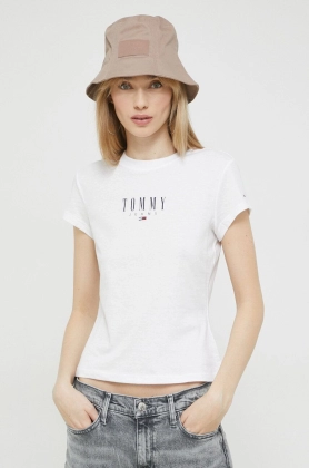 Tommy Jeans tricou femei, culoarea alb