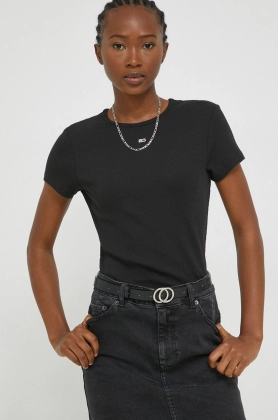 Tommy Jeans tricou femei, culoarea negru
