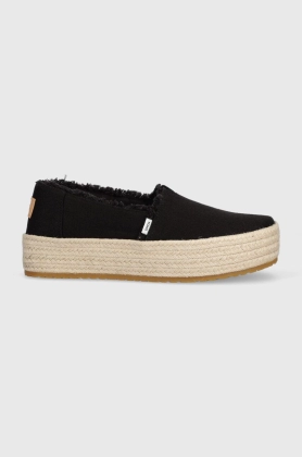 Toms espadrile Valencia culoarea negru, cu platforma, 10019795