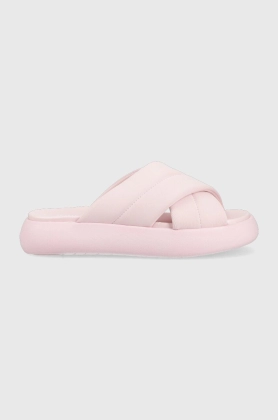 Toms papuci Alpargata Mallow Crossover femei, culoarea roz, cu platforma, 10019719