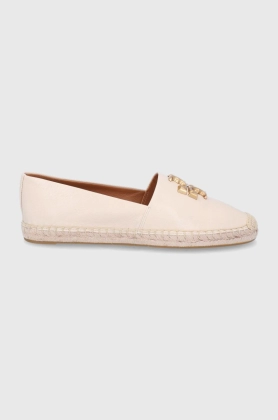 Tory Burch espadrile de piele Eleanor Espadrille culoarea bej