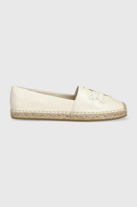 Tory Burch espadrile de piele Woven culoarea bej, cu platforma, 144042-164