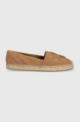 Tory Burch espadrile din piele intoarsa Woven culoarea maro, 143022-250