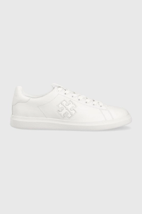 Tory Burch sneakers din piele Double T Howell Court culoarea alb, 149728-123