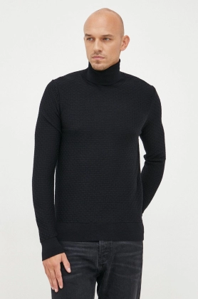 Trussardi pulover de lana barbati, culoarea negru, light, cu guler