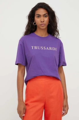 Trussardi tricou din bumbac culoarea violet