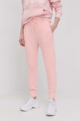 UGG pantaloni femei, culoarea roz, neted