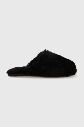 UGG papuci de lana W Maxi Curly Slide culoarea negru