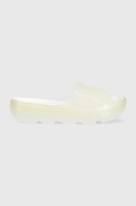 UGG papuci Jella Clear Slide femei, culoarea alb