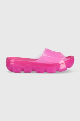 UGG papuci Jella Clear Slide femei, culoarea roz, cu platforma, 1136763