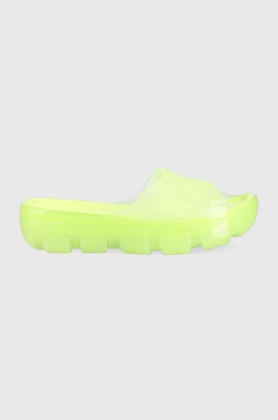 UGG papuci Jella Clear Slide femei, culoarea verde, 1136763