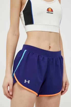 Under Armour pantaloni scurti de alergare Fly-By 2.0 culoarea albastru marin, neted, medium waist