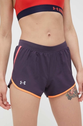 Under Armour pantaloni scurti de alergare Fly-By 2.0 culoarea gri, neted, medium waist