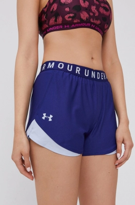 Under Armour pantaloni scurti de antrenament Play Up 3.0 culoarea albastru marin, cu imprimeu, medium waist