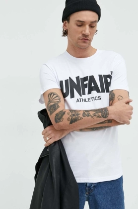 Unfair Athletics tricou din bumbac culoarea alb, cu imprimeu