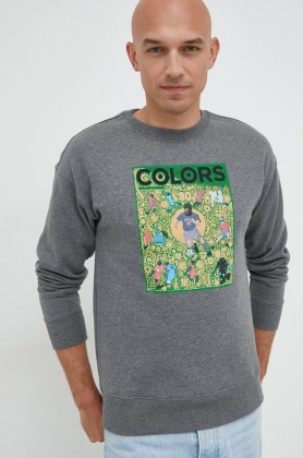 United Colors of Benetton bluza X Colors barbati, culoarea gri, cu imprimeu