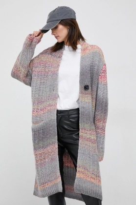 United Colors of Benetton cardigan din amestec de lana femei, culoarea gri, calduros