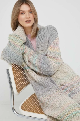 United Colors of Benetton cardigan din amestec de lana femei, culoarea gri, calduros