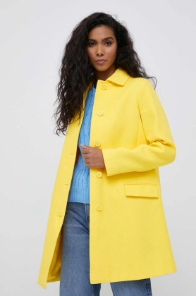 United Colors of Benetton palton femei, culoarea galben, de tranzitie