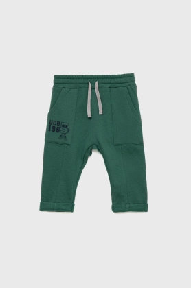 United Colors of Benetton pantaloni de trening pentru copii culoarea verde, neted