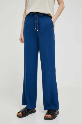 United Colors of Benetton pantaloni femei, culoarea albastru marin, lat, high waist