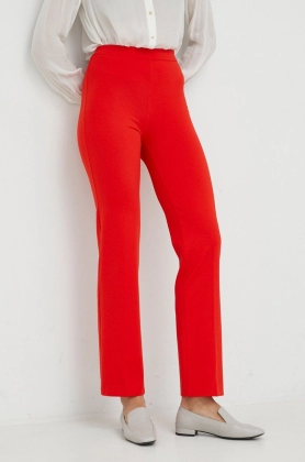 United Colors of Benetton pantaloni femei, culoarea rosu, drept, high waist